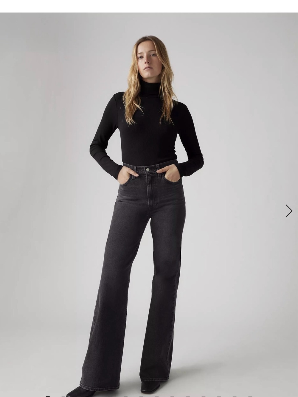 Levi's Black Ribcage Bell Wide-Leg Jeans